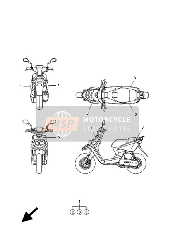 Yamaha CW50RS BWS 2009 GRAFIK & EMBLEM für ein 2009 Yamaha CW50RS BWS